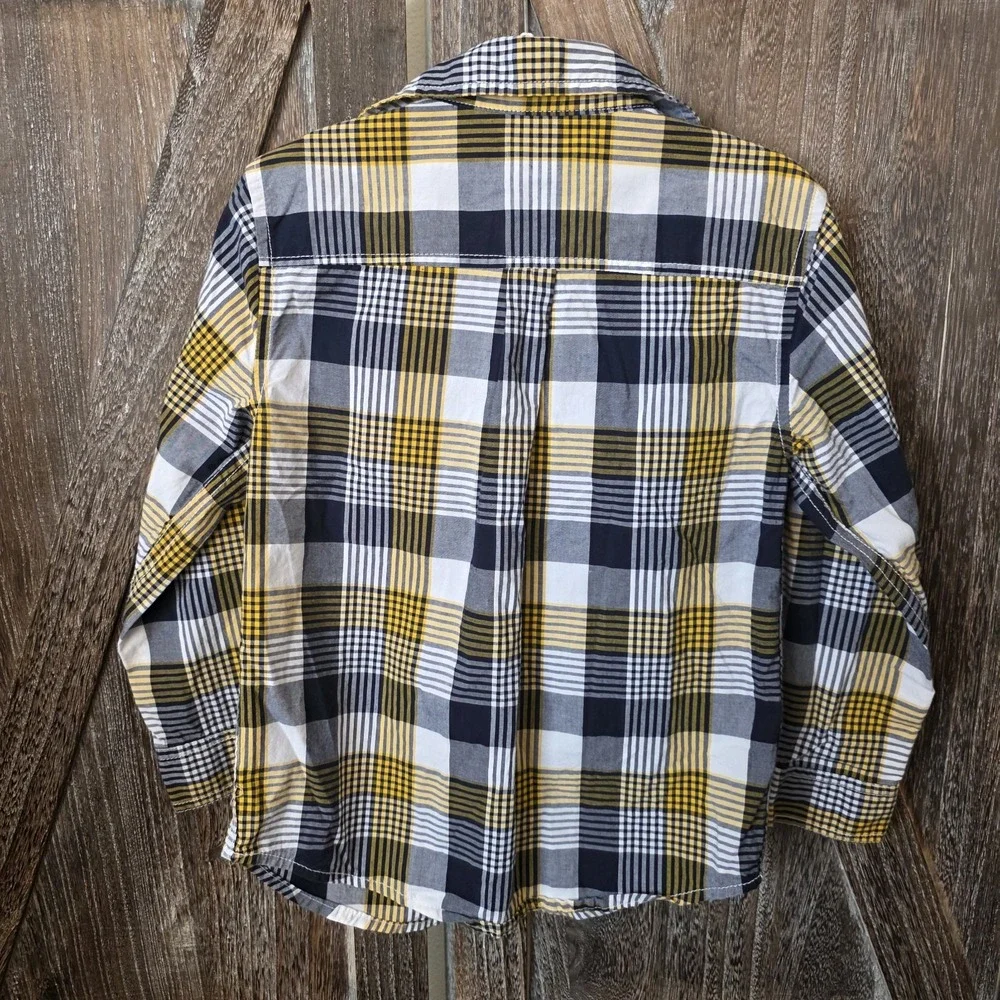 Gymboree Shirts Boy's Size Small (5-6) Navy White‎ Check Plaid Flannel Lot of 2
